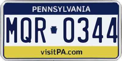 PA license plate MQR0344