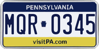 PA license plate MQR0345