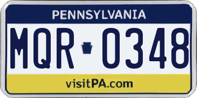 PA license plate MQR0348