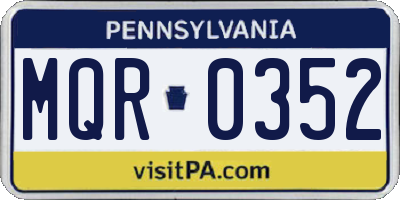 PA license plate MQR0352