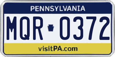PA license plate MQR0372