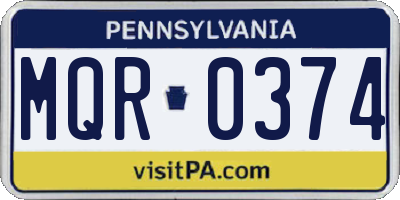 PA license plate MQR0374