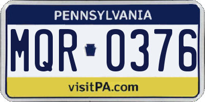 PA license plate MQR0376