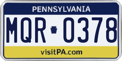PA license plate MQR0378
