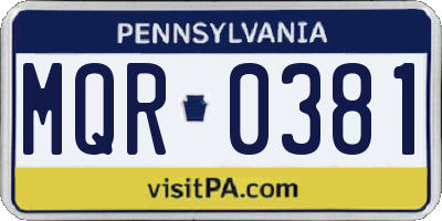 PA license plate MQR0381