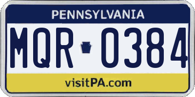 PA license plate MQR0384