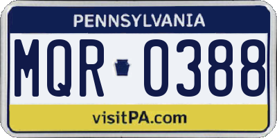 PA license plate MQR0388