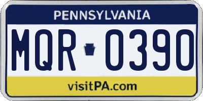 PA license plate MQR0390