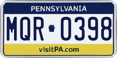 PA license plate MQR0398