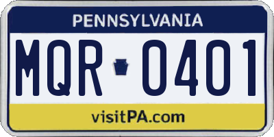 PA license plate MQR0401