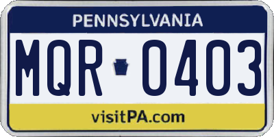 PA license plate MQR0403