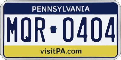 PA license plate MQR0404