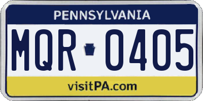 PA license plate MQR0405