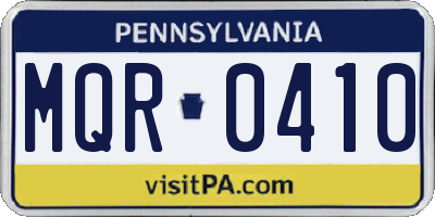 PA license plate MQR0410