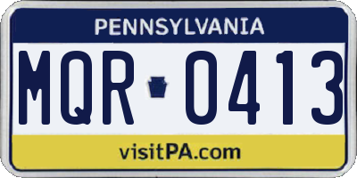 PA license plate MQR0413