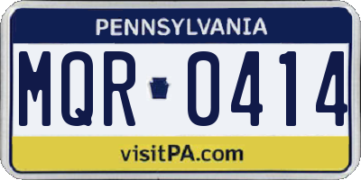 PA license plate MQR0414