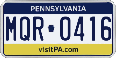PA license plate MQR0416