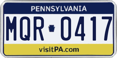 PA license plate MQR0417