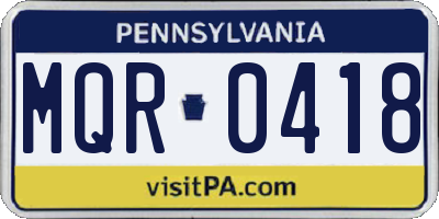 PA license plate MQR0418
