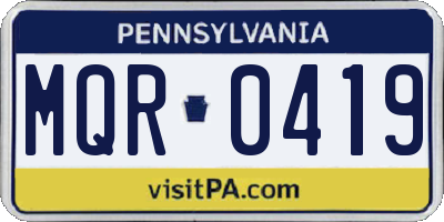 PA license plate MQR0419