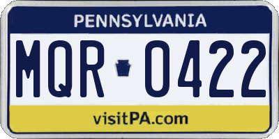 PA license plate MQR0422