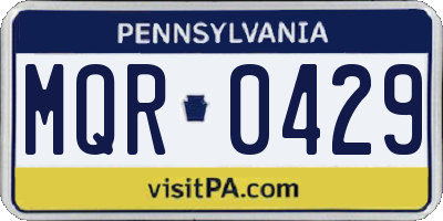 PA license plate MQR0429