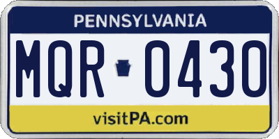 PA license plate MQR0430