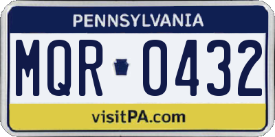 PA license plate MQR0432