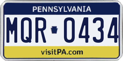 PA license plate MQR0434