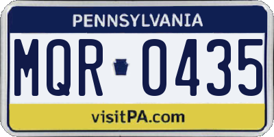 PA license plate MQR0435