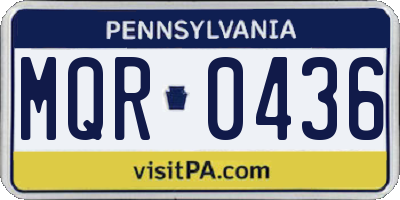 PA license plate MQR0436