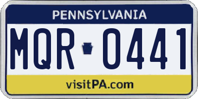 PA license plate MQR0441