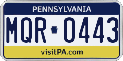 PA license plate MQR0443
