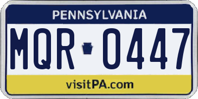 PA license plate MQR0447