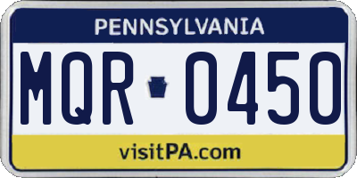 PA license plate MQR0450