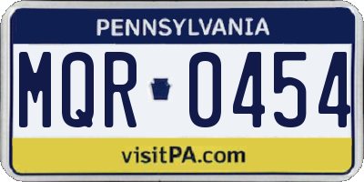 PA license plate MQR0454