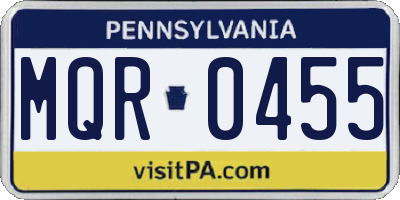 PA license plate MQR0455