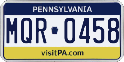 PA license plate MQR0458