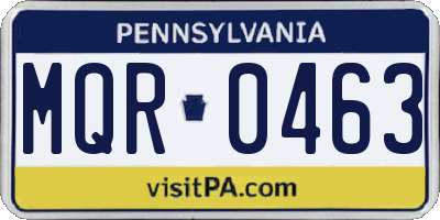 PA license plate MQR0463