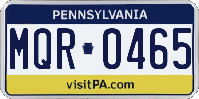 PA license plate MQR0465