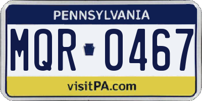 PA license plate MQR0467