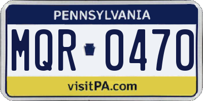PA license plate MQR0470