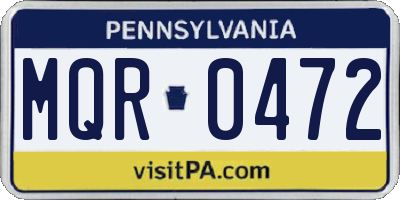 PA license plate MQR0472