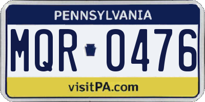 PA license plate MQR0476