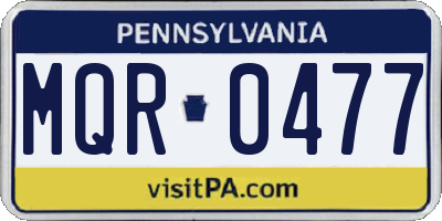 PA license plate MQR0477