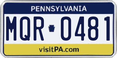 PA license plate MQR0481