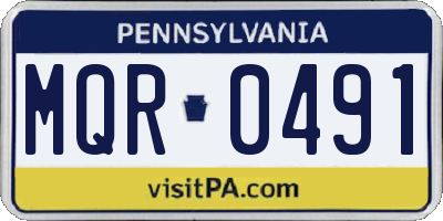 PA license plate MQR0491