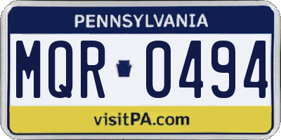 PA license plate MQR0494