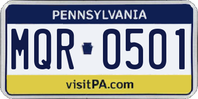 PA license plate MQR0501