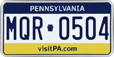 PA license plate MQR0504